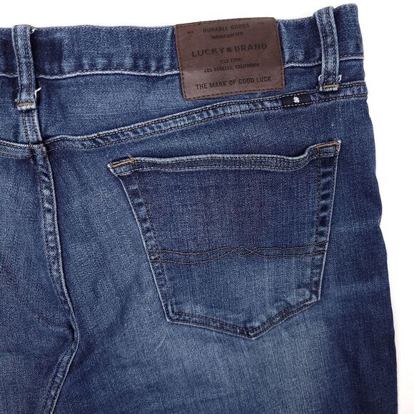 Lucky Brand 121 Slim Jeans Mens 38x31 Dark Blue Stretch Designer 11.5" Rise - Picture 8 of 8